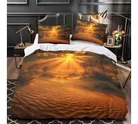TFEDACVSS Tramonto nel deserto Set Di Copripiumino Set di 3 Pezzi microfibra morbida motivo 3D con cerniera con federe Paesaggio dell'ora d'oro copripiumino for adulti e adolescenti Single（140x200cm）