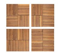 TFGXUE Set di 36 piastrelle in legno a scatto 30,3 x 30,3 x 2,3 cm, piastrelle per balcone con sistema a scatto resistente alle intemperie, lastre per terrazza per esterni, pavimento per balcone con