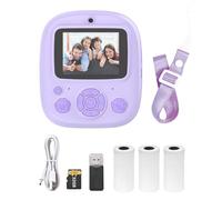 TFixol Camera Insta Thermal Pr Schermo da 2.4 Pollice Fotocamera Digitale Supporto Timer 1080P/720P Video Stampa a Inchiostro Termico con 3 Rotoli Carta Pri Bianca+32G ry Card+Carta Viola