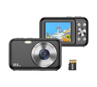 TFixol Fotocamera digitale portatile 1080P Videocamera 44MP 16X Messa a fuoco automatica digitale autoscatto -scuotimento batteria integrata con scheda ry da 32 GB per ragazzi ragazze adolescenti