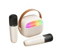 TFixol Karaoke Wirel Microfono e Altoparlanti Set con 2 Microfono s per Compleanno Par Desktop Casa KTV Set Luce Colore Microfono Portatile Altoparlante Karaoke Bianco