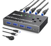 TFixol KC-KM434B USB3.0 4-in-4-out Sharing Switch, Multi-Device Sharing, Commutazione, Alta Trasmissione, Ampia compatibilità, Plug and Play per tastiera, U-Disk e Pr Compatibile Nero
