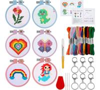 TFixol Kit di ricamo per bambini facile i principianti set completo artigianato manuale con tessuto pre-stampato filo e istruzioni 6 anni oltre