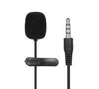 TFixol Microfono esterno a clip da bavero jack da 3,5 mm ad alta sensibilità per telefono microfono a condensatore per insegnare a parlare nero nero