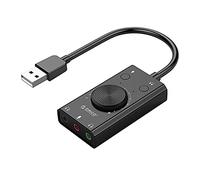 TFixol Scheda audio USB Plug and Play Adattatore audio stereo esterno per cuffie microfono splitter convertitore con controllo supporta TRS/TRRS compatibile con Win OS Li Black