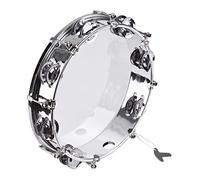 TFixol Tamburello a mano da 25,4 cm con riga jingles percussione, argento 25,4 cm