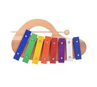 TFixol Xilofono in legno di pino 8 note m Piastra in alluminio con manico Bastone di martello in legno Squisito Percussione Toddle Kid giocattolo musicale multicolore