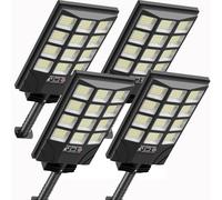 TFKK Luci solari da esterno per esterni, IP66, impermeabili, con sensore di movimento e dal tramonto all'alba, 6500 K, luce di inondazione di sicurezza per cortile, giardino, con telecomando