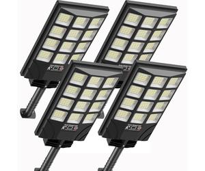 TFKK Luci solari da esterno per esterni, IP66, impermeabili, con sensore di movimento e dal tramonto all'alba, 6500 K, luce di inondazione di sicurezza per cortile, giardino, con telecomando