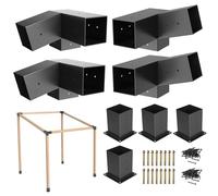 TFMUZERT Staffe per pergola con tetto inclinato a 15°, kit di estensione per montaggio a parete a 3 vie, staffa di base per palo di legno da 4''x4'', staffa angolare per gazebi, pergole da patio