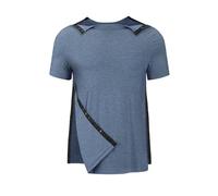 Tfovorlein Camicie da uomo Post Spalla Chirurgia Recupero Strappare Manica Corta Full Open Side Snap Dialisi Abbigliamento Chemo, Blu scuro, XX-Large