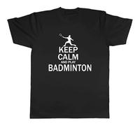 TFRwtf33R Keep Calm And Play Badminton Mens Unisex T-Shirt Black L