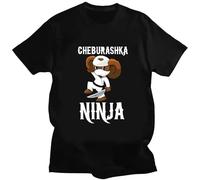 TFRwtf33R Russia Cheburashka Big Eyes Monkey Cartoon Print Funny Women T Shirt Black XL