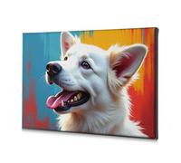 TFSW Decorazione primaverile colorata ritratto di un cane felice, immagine decorativa su tela, decorazione da parete per il bagno (20 x 30 cm)