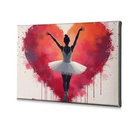 TFSW Decorazione primaverile con ballerina che abbraccia l'amore nel cuore artistico su tela, immagine decorativa per bagno, decorazione da parete per battesimo (30 x 40 cm)