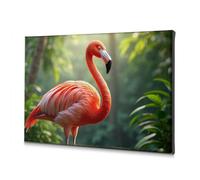 TFSW Decorazione primaverile con fenicottero nella giungla tropicale su tela, decorazione da parete per il bagno, decorazione per il battesimo (20 x 30 cm)