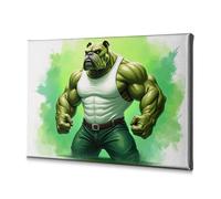 TFSW Piatti decorativi Green Muscle Bulldog: The Ultimate Power, tela decorativa, piatti decorativi pasquali (20 x 30 cm)