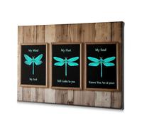 TFSW Piatti decorativi libellula mente, cuore, anima connessione su tela, immagine decorativa shabby chic decorazione da parete per bagno (30 x 40 cm)