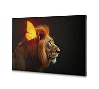 TFSW Piatti decorativi Nature'S Majesty: Leone e Farfalla su tela, piatti decorativi, decorazione pasquale (20 x 30 cm)