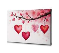 TFSW Quadri da bagno con cuori appesi a un ramo su tela, immagini decorative per soggiorno (40 x 60 cm)