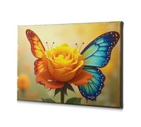 TFSW Spring Decor Nature'S Harmony: farfalla e rosa in fiore su tela immagine decorativa da parete per soggiorno bagno decorazione parete (30 x 40 cm)