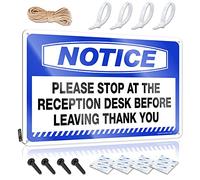 TFSW Targa decorativa in metallo con scritta in lingua inglese "Please Stop At The Reception Desk Before Leaving Thank You" (lingua italiana non garantita), decorazione per la stanza dei ragazzi, 30 x