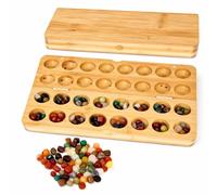 TFSZE Gioco pieghevole Kalaha con 65 pietre, gioco da tavolo Kalaha con | Mancala - Gioco da tavolo in legno con pietre, Hus Bao, per viaggi, feste, attività scolastiche, ecc