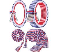 TFTAFAN Collana intrecciata con nastro di laurea e cordoncini d'onore per la laurea, classe 2024, collana di laurea, regalo per studenti, regali di laurea, forniture per feste (rosso, bianco e blu,