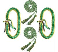 TFTAFAN Collana intrecciata con nastro di laurea e cordoncini d'onore per la laurea, classe 2024, collana intrecciata per laurea, regalo per studenti, lauree, forniture per feste (verde e oro, 4)