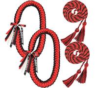 TFTAFAN Lei di laurea e cordoncini d'onore per la laurea, classe 2024, collana di laurea, collana intrecciata, regalo di laurea, regalo di laurea, regalo per studenti, forniture per feste (rosso e