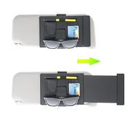 TFY Estensore e organizer per parasole per auto, universale, antiriflesso, supporto per occhiali da sole, penne e carte, multi-tasca, accessori interni auto, 1 pezzo (nero)