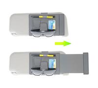 TFY Estensore e organizer per parasole per auto, universale, antiriflesso, supporto per occhiali da sole, penne e carte, multi-tasca, accessori interni auto, 1 pezzo (grigio)