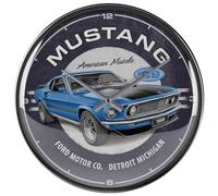 (TG. Ø 31 cm) Nostalgic-Art Orologio da muro retrò, Ø 31 cm, Ford Mustang -