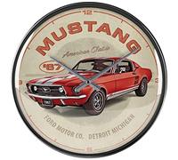 (TG. Ø 31 cm) Nostalgic-Art Orologio da parete, Ford Mustang - GT 1967 Red