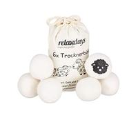 (TG. Ø 7 cm) Relaxdays 6 Palline XXL per Asciugatrice, Ecologiche, Wool, Bianco