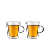 (TG. 0.2 l) Bodum Canteen Set 2 Tazze in Vetro a Doppia Parete con Manico, 0.2 l