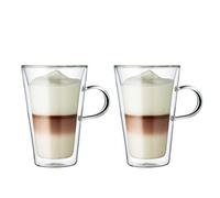 (TG. 0.4 l) Bodum Canteen 0.4 L Set 2 Tazze in Vetro a Doppia Parete con Manico