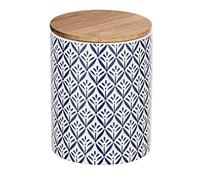 (TG. 0,95 L) Wenko, scatola portaoggetti Lorca con coperchio in bambù, blu, 0,9