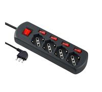 (TG. 1.5 m) Electraline 61912 Multipresa 4 Posti Polivalenti Schuko, 4 Interrutt