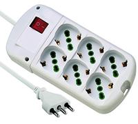 (TG. 1.5 m) Electraline 62060 Multipresa 6 Posti Polivalenti Schuko + 10/16A con