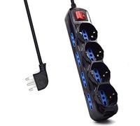 Ewent EW3855 Multipresa Elettrica 12 posti 4 polivalenti (Schuko 10/16A) e 8 bivalenti ITA 10/16A, Spina 16A, cavo 1.5 mt, colore nero