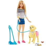 (TG. 1) Barbie-A Spasso coi Cuccioli con Cagnolino che Fa i Bisogni e Accessori,