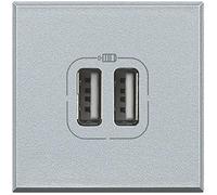 (TG. 1) BTicino Axolute Caricatore USB, 1500 mA, 5 V, 2 Posti, Grigio - NUOVO
