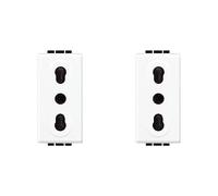 (TG. 1 Pezzo (Confezione da 2)) BTicino SN4180F Presa Bipasso, Bianco, 1 Pezzo (