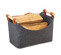 (TG. 1 pz) Relaxdays Borsa in Feltro, Cesta Ripiegabile Portariviste, Cesto con