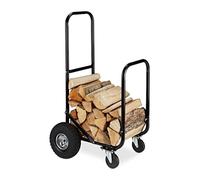 (TG. 1 pz.) Relaxdays Carrello per Legna, da Trasposto, in Acciaio, 2 Pneumatici