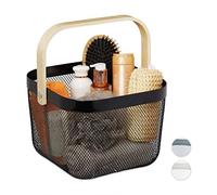 (TG. 1 pz.) Relaxdays Cestino Portaoggetti, con Manico, Decorativo, in Acciaio e