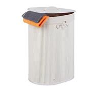 (TG. 1 pz.) Relaxdays Cesto Portabiancheria in bambù, Ovale, 46 l, Pieghevole,