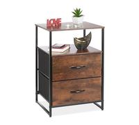 (TG. 1 pz.) Relaxdays Comodino in Stile Industriale, Tavolino con 2 Cassetto, 2