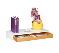 (TG. 1 pz.) relaxdays Comodino Sospeso con Cassetto, Mensola da Parete dal Desig